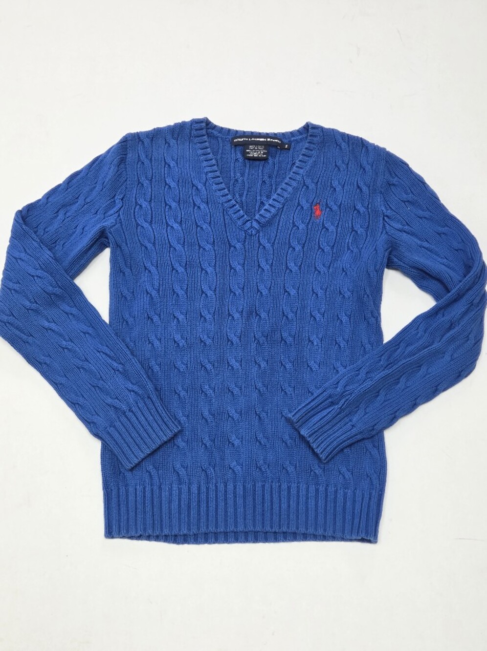 Ralph Lauren Sport Sweater Womens Blue 100% Cotton Cable-Knit Pullover S